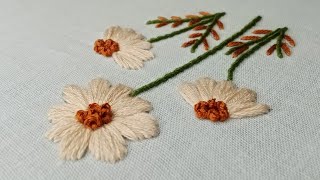 Simple Flower Hand Embroidery Tutorial [upl. by Anitnahs]