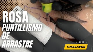 COMO tatuo una rosa  Tatuaje en Puntillismo de Arrastre  Aguja 3rl [upl. by Philpot363]