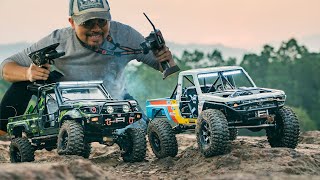 Rc Crawler Course Traxxas TRX4 vs Axial SCX10 III Custom Body LC70 Rc Cars Off Road [upl. by Aicelf14]