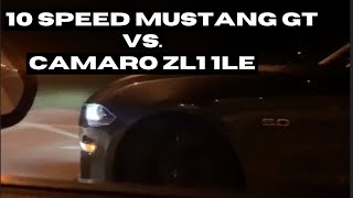 10 Speed Mustang GT vs Camaro ZL1 1LE [upl. by Nessi]