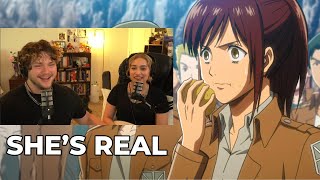 my girlfriend reacts to Attack on Titans Cast AoT S1E3 Reaction [upl. by Limoli152]