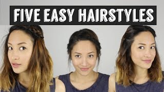 Five Quick amp Easy Hairstyles  How to Style Medium Length Hair [upl. by Aimej241]