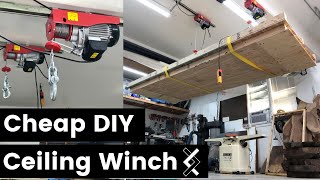 Cheap DIY Ceiling Winch—Overhead Hoist [upl. by Milinda]