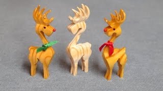 Christmas 3D Reindeer Ornament  Compound Cuts on the Scroll Saw [upl. by Tigdirb]