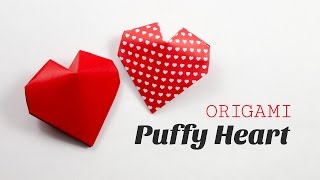 Origami Puffy Heart Instructions  3D Paper Heart  DIY  Paper Kawaii [upl. by Ahsiuq213]