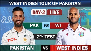 PAKISTAN vs WEST INDIES 2ND TEST Match DAY 2 LIVE  PAK vs WI TEST MATCH LIVE COMMENTARY  WI BAT [upl. by Sholley]