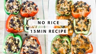 Fajita Chicken Stuffed Peppers  15min recipe no rice [upl. by Yedrahs]