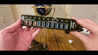 Apanage Powered USB 30 11 Port USB Hub Splitter 7 High Speed Data Transfer AMAZON UNBOXING VIDEO [upl. by Wisnicki]