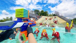 Nerf War  Water Park amp SPA Battle 27 Nerf First Person Shooter [upl. by Alegnat636]