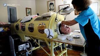 Living inside a canister Dallas polio survivor is one of few people left in US using iron lung [upl. by Ariaec]