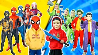 TEAM SPIDERMAN vs BAD GUY TEAM  Save Doll SQUID GAME From The Evil BadHero Live Action [upl. by Mcloughlin874]