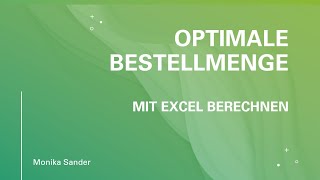 Optimale Bestellmenge [upl. by Eiramalegna]