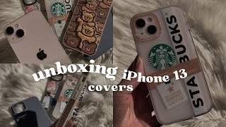 Unboxing aesthetic iPhone 13 coverscases haul  🧋 [upl. by Orofselet]