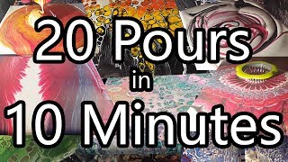 20 Acrylic Pours in 10 minutes [upl. by Noruq]