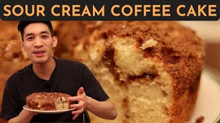 The SOFTEST Sour Cream Coffee Cake Recipe LIGHT amp FLUFFY  Super Easy Dessert  Danlicious [upl. by Nivek]