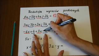 Upraszczanie wyrażeń algebraicznych redukcja wyrazów podobnych [upl. by Dnalel]