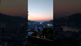 Sunrise over historical port town Onomichi travel japan [upl. by Coffeng316]