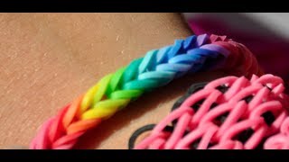 NEW EASY How to make a Rainbow colored FISHTAIL rubber band bracelet with the Cra z Loom maker [upl. by Slin]