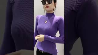 MadBlack European Warm Sweater Women Sexy Turtleneck Beading Tops womensclothing dress sweater [upl. by Xerxes]