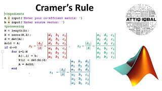 Cramers Rule with MATLAB code [upl. by Cozmo461]