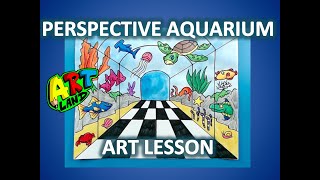 How to Draw a PERSPECTIVE AQUARIUM [upl. by Ellienad]