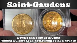 SaintGaudens Double Eagle 20 Gold Coins  Comparing the Coins and their PCGS  NGC Grades [upl. by Idona]