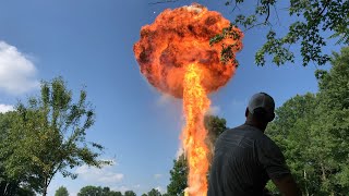 Creating a 50Foot Fireball with a Creamer Cannon  Hunters Blend Coffee [upl. by Gothar625]