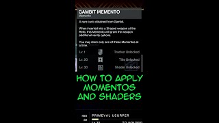 Destiny 2  Mementos and their shaders how to use them [upl. by Annoda320]