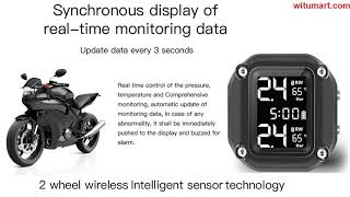 Tire Pressure Monitoring System Motorcycle TPMS Realtime Tester LCD Screen 2 External Sensors [upl. by Philina]