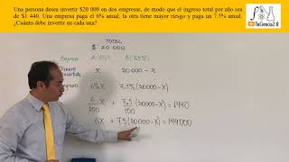 Ecuaciones lineales aplicadas a la gestión Problema sobre inversión [upl. by Nil]