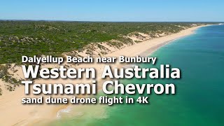 Tsunami Chevrons at Bunbury Western Australia sand dune 4K drone flight [upl. by Tam]