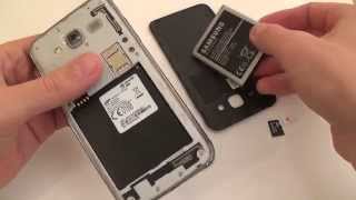 Samsung Galaxy J5 J500FN  How to put sim card and memory card [upl. by Malachy]