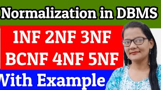 Types of Normalization in DBMS in Hindi1NF  2NF  3NF  BCNF 4NF  5NF in DBMS With Example [upl. by Bigod]