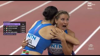 STAFFETTA 100m FEMMINILE RECORD ITALIANO  MONDIALI ATLETICA BUDAPEST 2023 [upl. by Otilegna]