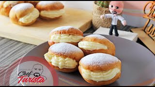 Como hacer bombas rellenas de crema pastelera [upl. by Clarine]