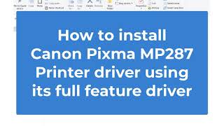 How to install Canon Pixma MP287 printer driver in Windows [upl. by Acirrej]