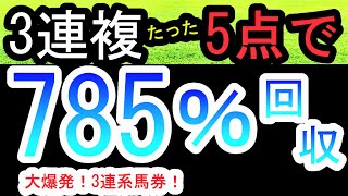 【中央競馬 検証 参考】低投資！3連複たったの5点で785％回収！3連複の爆発力は凄い！ [upl. by Allveta]