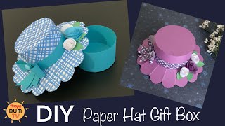 DIY PAPER HAT GIFT BOX I EASY DIY PAPER CRAFTS [upl. by Rosette]