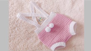 BRAGUITAS CON TIRANTES A CROCHET PARA BEBÉ PASO A PASO  TEJIDO FÁCIL Y RAPIDO  O A 3 MESES [upl. by Ymmik]