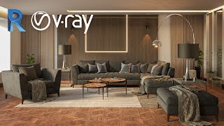 modern living room interior modeling amp rendering in Revit 2022 Vray 5  Vray for Revit 3 [upl. by Leeke]