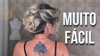 COQUE FÁCIL EM CABELO CURTO  Tutorial de penteado  Jéssica Castro [upl. by Wershba]