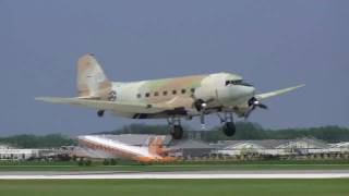 DC3 amp C47 Mass Arrival  EAA Airventure 2010 [upl. by Vevine]