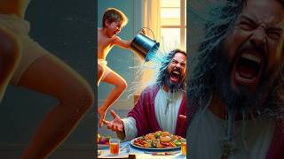 Disrespectful Child Pours Water on Jesus 😭 biblestudies jesuschrist biblequizonjesus biblequiz [upl. by Annerb]