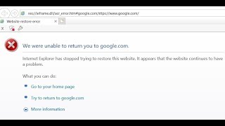 Internet Explorer has stopped trying to restore this website  SOLVED [upl. by Hnah]