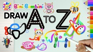 Draw Animals amp Alphabets AZ Easy Coloring Animation Part 1 [upl. by Analos]