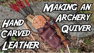 Making a leather archery back quiver tooled with a traditional western floral carving [upl. by Murage]