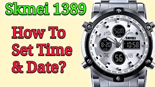 Skmei 1389 Analog  Digital Watch Time Date amp Day Setting  How To Set Skmei 1389 [upl. by Teahan]