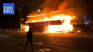 MINNEAPOLIS RIOTS Violence erupts for third night as protests spread buildings burn [upl. by Idaline770]