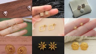 Stud Gold Earrings designs 2024 Trendy Gold Earring designs ideas [upl. by Myrilla]