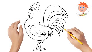 How to draw a rooster 3  Easy drawings [upl. by Ahsienaj]